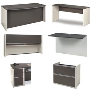 Home Square 6-Piece Set with U-Shaped Home Office Set with Pedestal