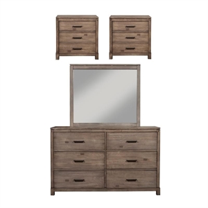 Home Square 4 Piece Furniture Set with Wood Dresser Mirror and Nightstand
