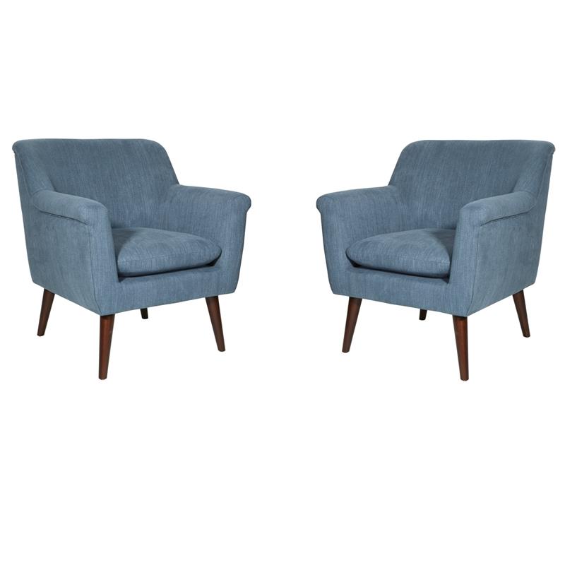Home Square Accent Chair in Blue Steel Fabric (Set of 2)
