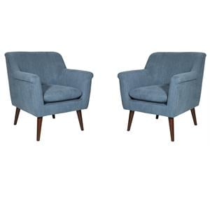 Home Square Accent Chair in Blue Steel Fabric (Set of 2)