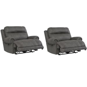 home square 2 piece faux leather zero wall recliner set in gray