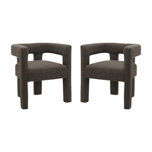Home Square Brown Boucle Fabric Accent or Dining Chairs (Set of 2)