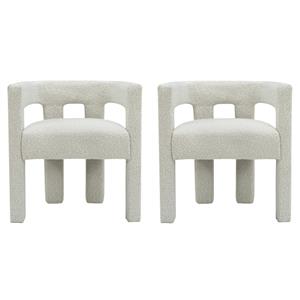 Home Square Cream Boucle Fabric Accent or Dining Chair (Set of 2)