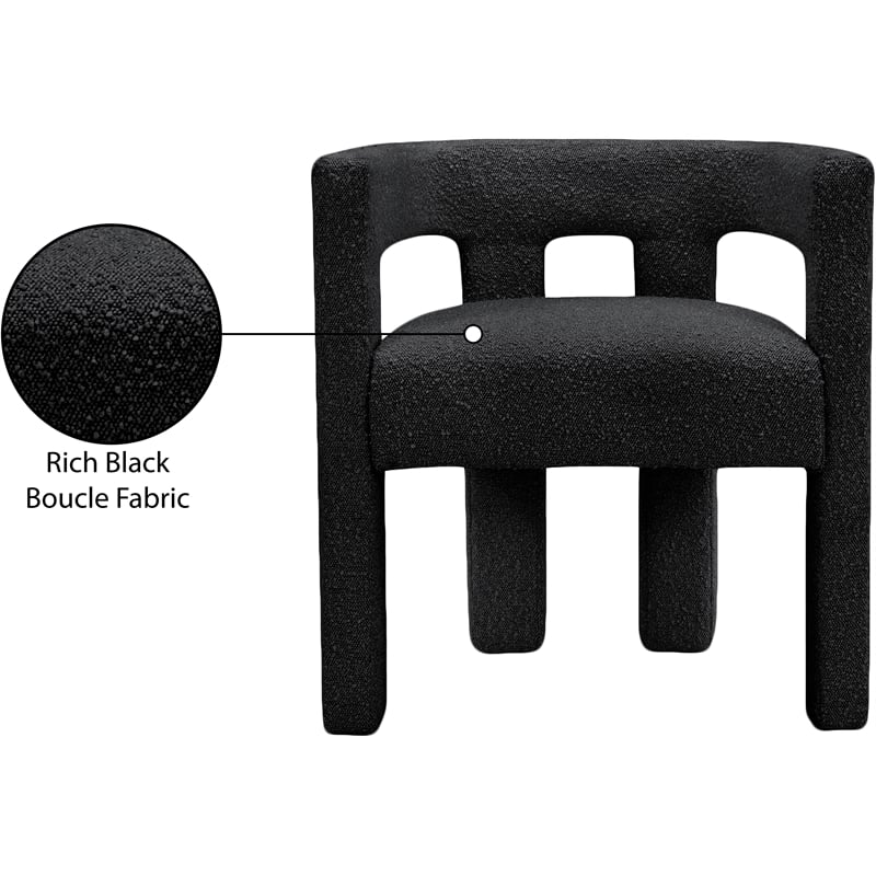 Home Square Black Boucle Fabric Accent or Dining Chair (Set of 2)