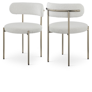 Home Square Cream Boucle Fabric Dining Chair (Set of 2)