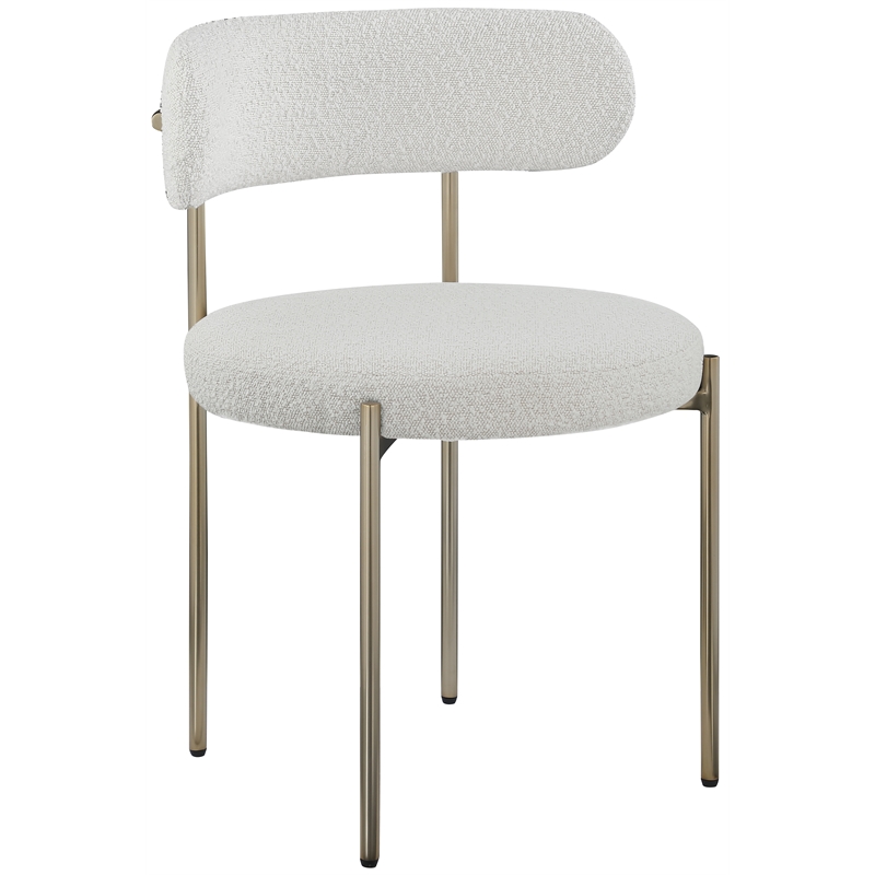 Home Square Cream Boucle Fabric Dining Chair (Set of 2)