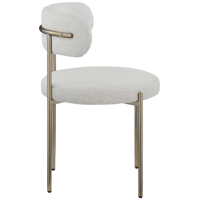 Home Square Cream Boucle Fabric Dining Chair (Set of 2)