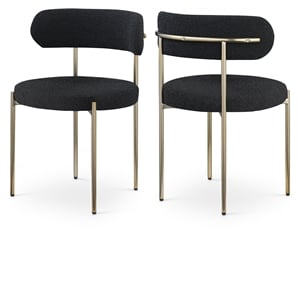 Home Square Black Boucle Fabric Dining Chair (Set of 2)