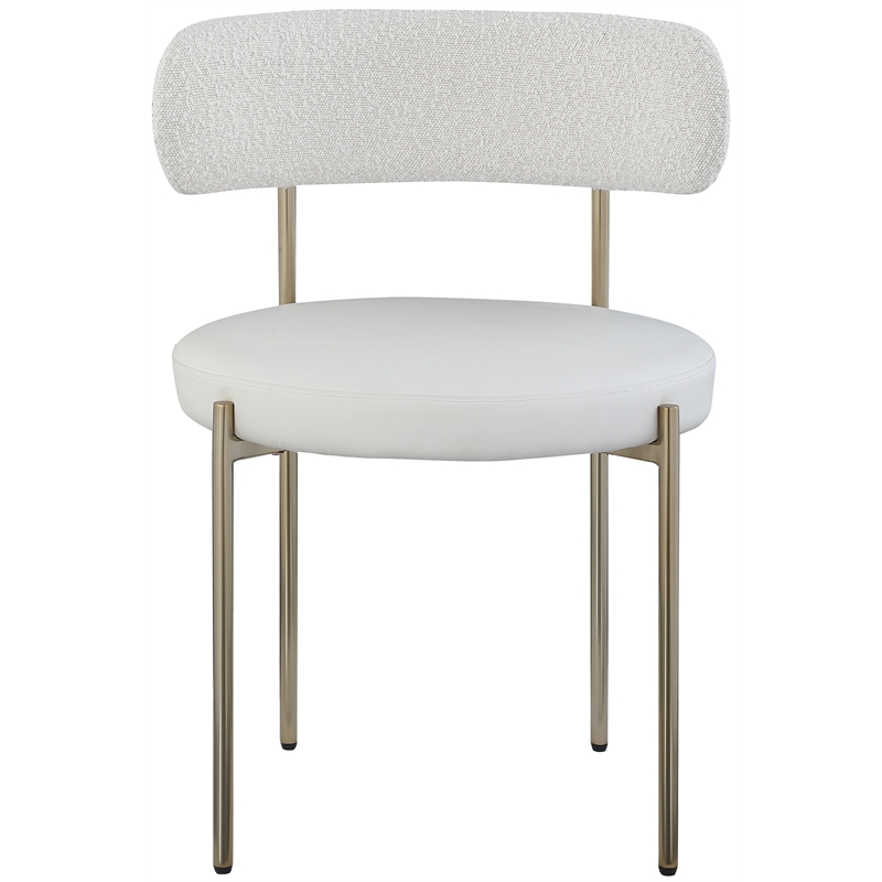 Home Square Cream Vegan Leather and Boucle Fabric Dining Chair (Set of 2)