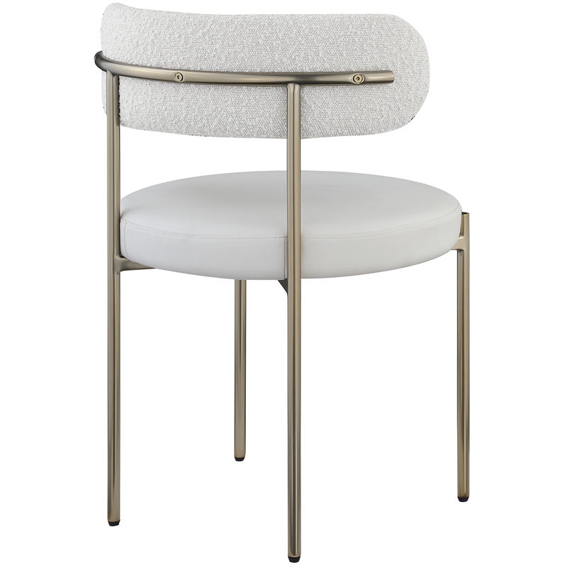 Home Square Cream Vegan Leather and Boucle Fabric Dining Chair (Set of 2)