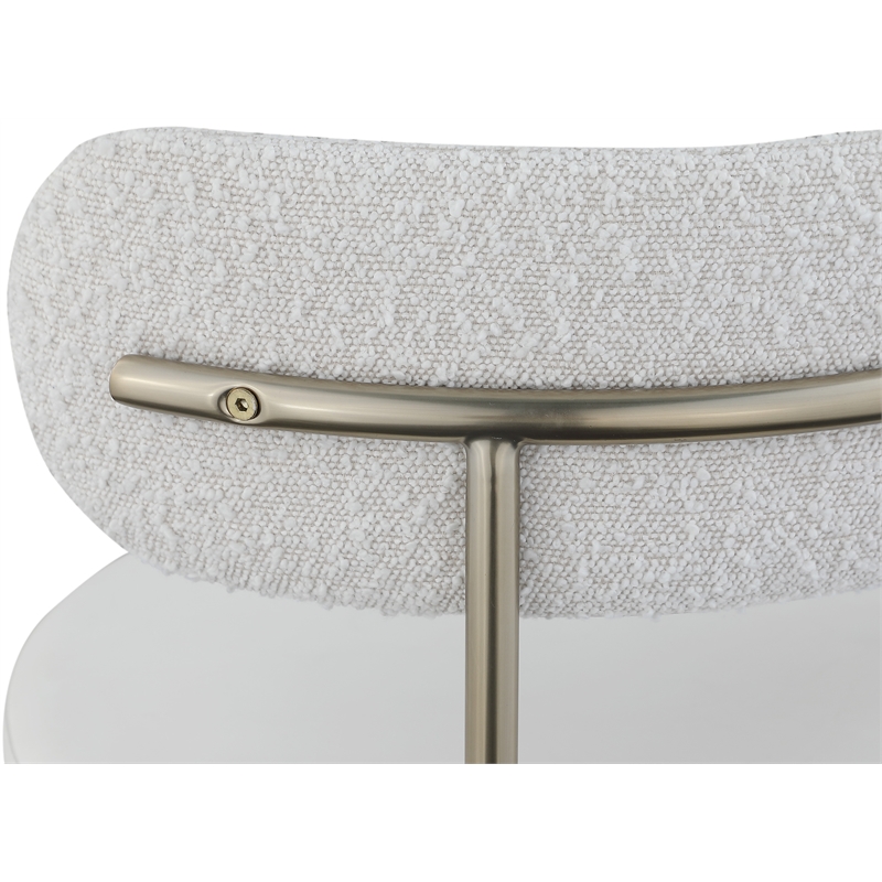 Home Square Cream Vegan Leather and Boucle Fabric Dining Chair (Set of 2)