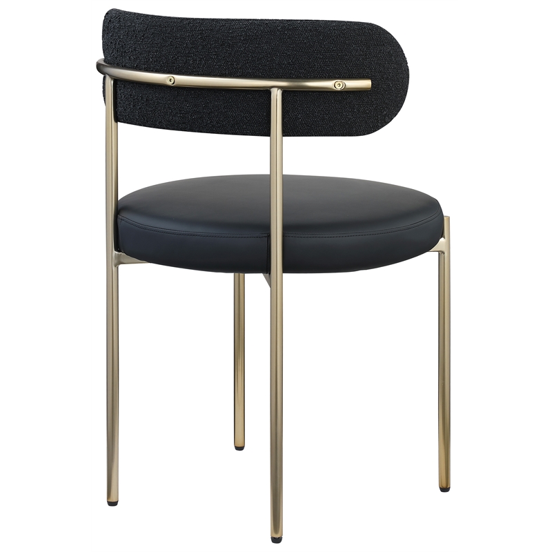 Home Square Black Vegan Leather and Boucle Fabric Dining Chair (Set of 2)