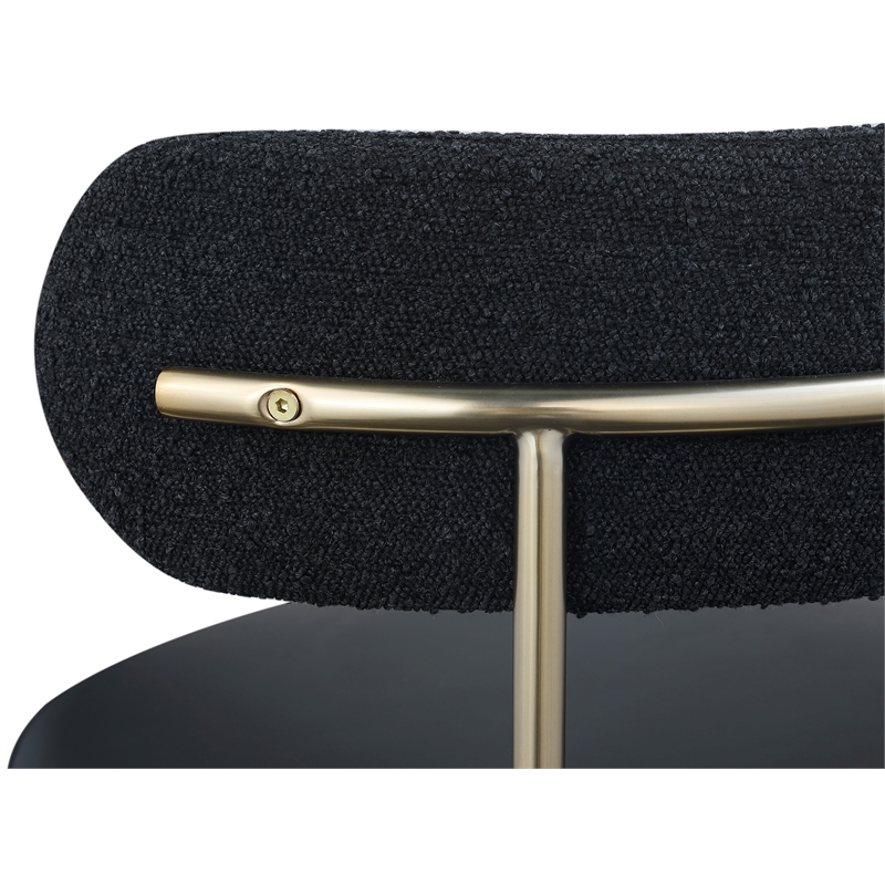 Home Square Black Vegan Leather and Boucle Fabric Dining Chair (Set of 2)