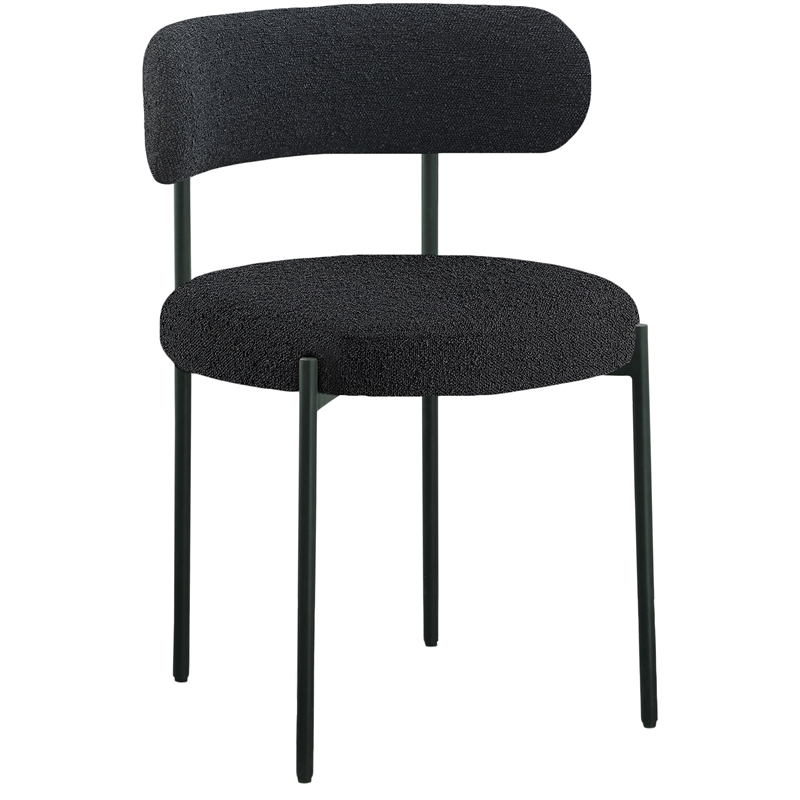 Home Square Black Boucle Fabric Dining Chair (Set of 2)