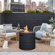 Home Square Set of 3 Propane Fire Pit Table & 2 Outdoor Chair with Cushions