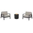 Home Square Set of 3 Propane Fire Pit Table & 2 Outdoor Chair with Cushions
