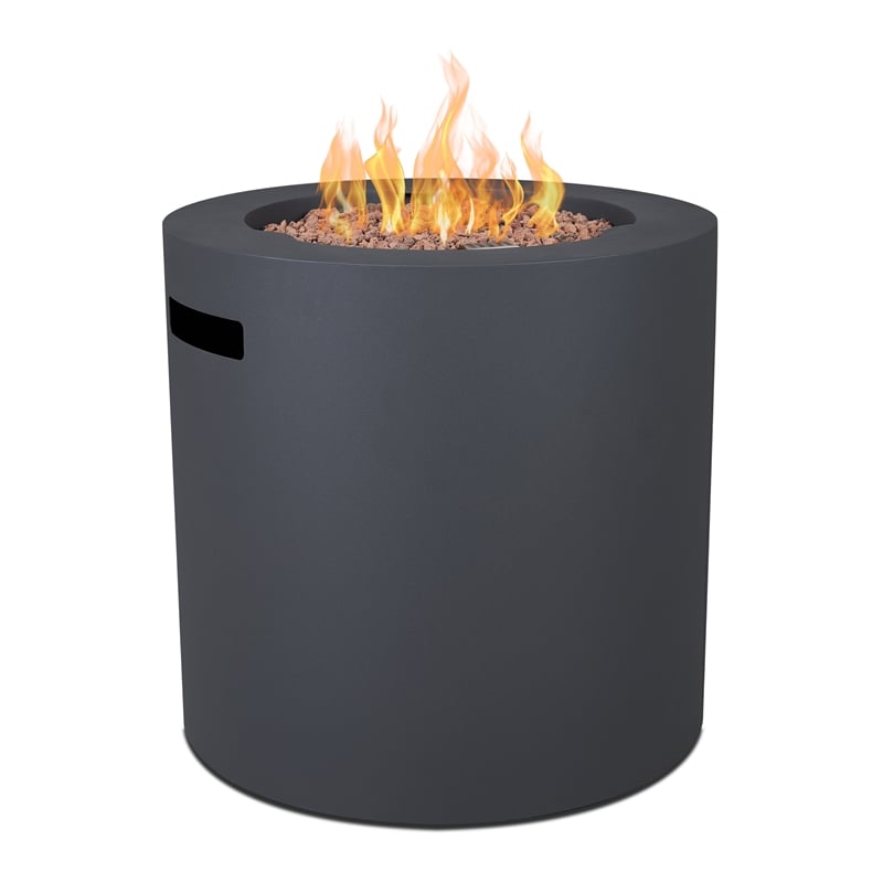 Home Square Set of 3 Propane Fire Pit Table & 2 Outdoor Chair with Cushions