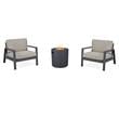 Home Square Set of 3 Propane Fire Pit Table & 2 Outdoor Chair with Cushions