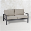 Home Square Set of 3 Propane Fire Pit Table & Chair & 2-Seat Sofa with Cushions
