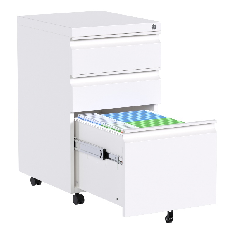 Home Square Set of 2 Mobile Office FIle Cabinet with 3 Drawers Fully Assembled