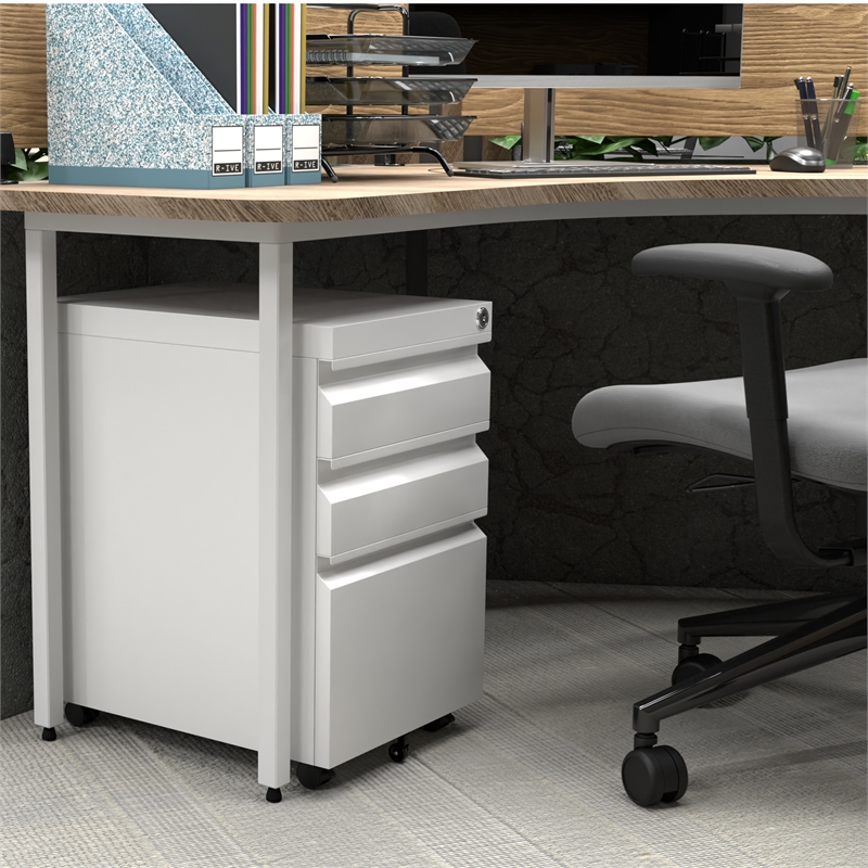 Home Square Set of 2 Mobile Office FIle Cabinet with 3 Drawers Fully Assembled