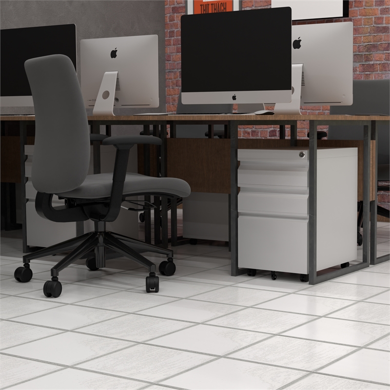 Home Square Set of 2 Mobile Office FIle Cabinet with 3 Drawers Fully Assembled