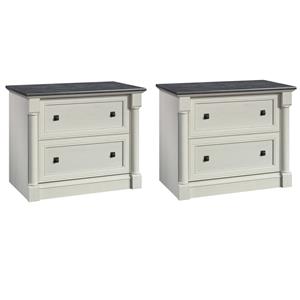 Home Square Set of 2 Engineered Wood Filing Cabinet in Glacier Oak