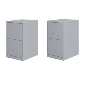 Home Square Set of 2 18&quotD 2 Drawer Metal File Cabinet - Gray