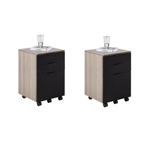 Home Square Set of 2 3Drawer Rolling File Cabinet - Black & Gray