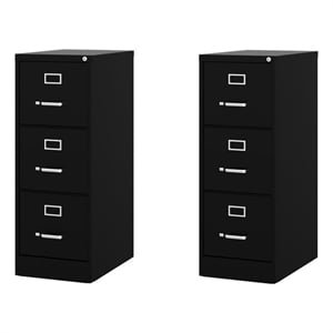 Home Square Set of 2 3 Drawer - Letter Width - Vertical File Cabinet - Black