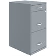 Home Square Set of 2 3 Drawer Metal File Cabinet with Pencil Drawer Gray