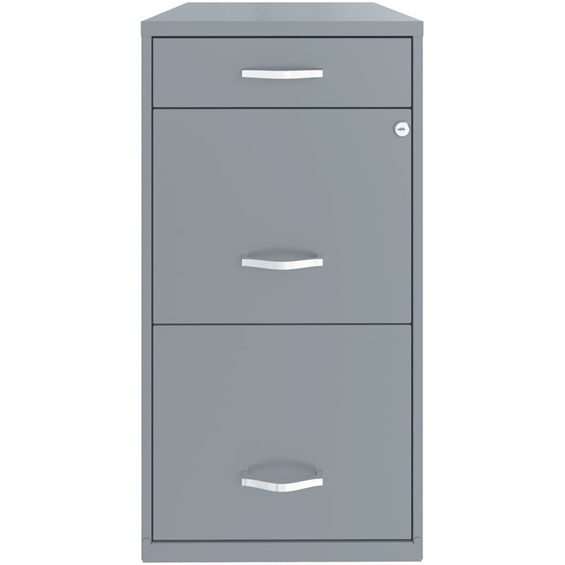 Home Square Set of 2 3 Drawer Metal File Cabinet with Pencil Drawer Gray