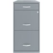 Home Square Set of 2 3 Drawer Metal File Cabinet with Pencil Drawer Gray
