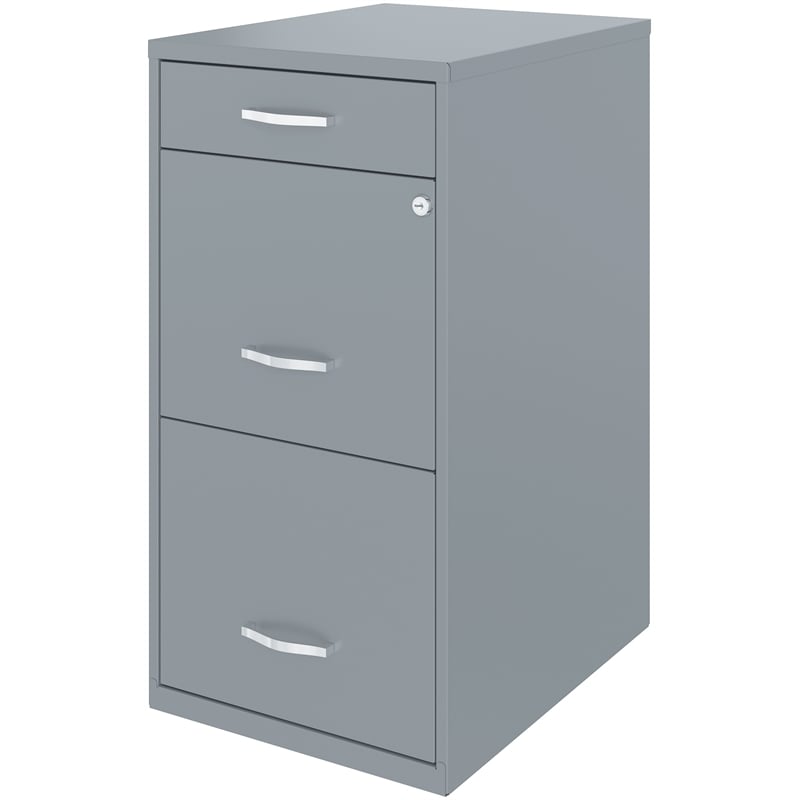 Home Square Set of 2 3 Drawer Metal File Cabinet with Pencil Drawer Gray