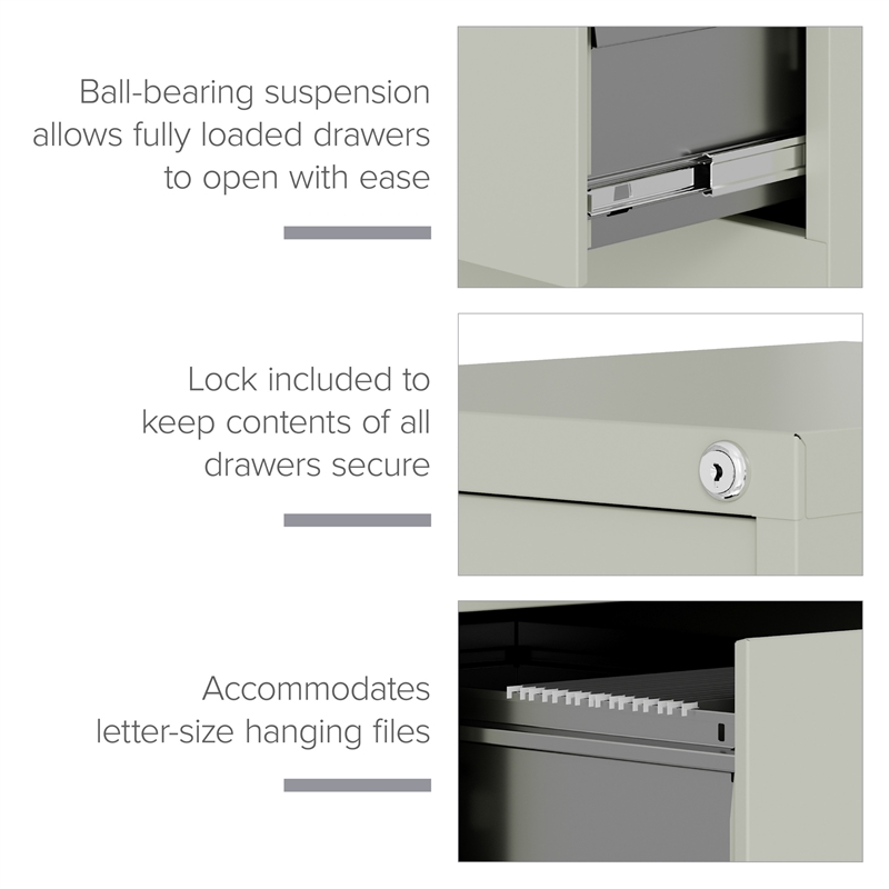 Home Square Set of 2 4-Drawer Letter Width Vertical File Cabinet Light Gray