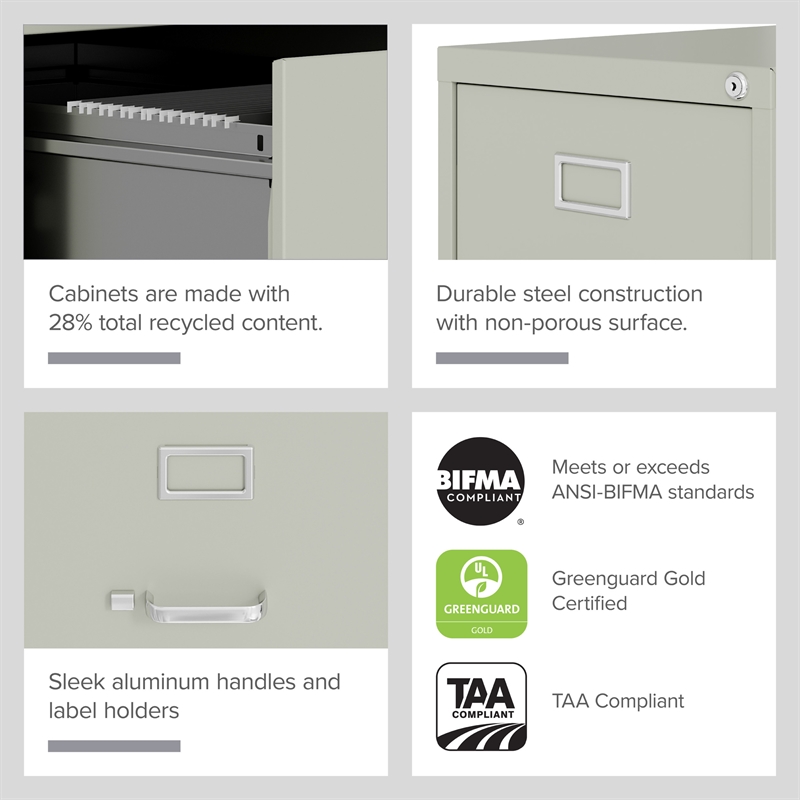 Home Square Set of 2 4-Drawer Letter Width Vertical File Cabinet Light Gray