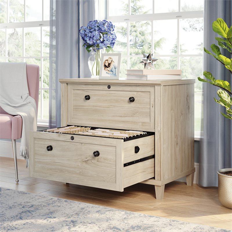 Home Square Set of 2 Engineered Wood Lateral File Cabinet in Chalk Oak
