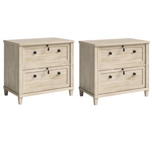 Home Square Set of 2 Engineered Wood Lateral File Cabinet in Chalk Oak