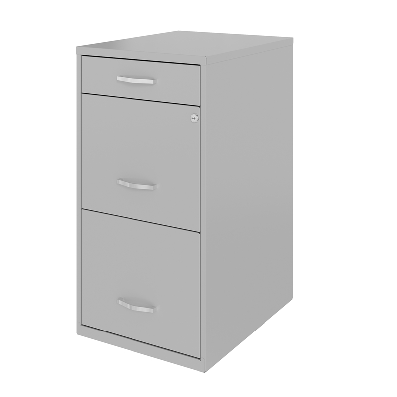 Home Square Set of 2 3 Drawer Metal Organizer File Cabinet in Artic Silver