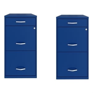 Home Square Set of 2 3 Drawer Metal Organizer File Cabinet Blue