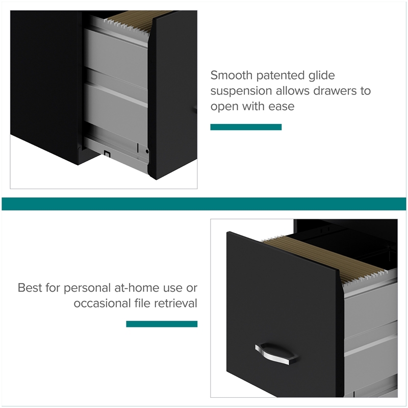 Home Square Set of 2 3 Drawer Metal Organizer File Cabinet Black