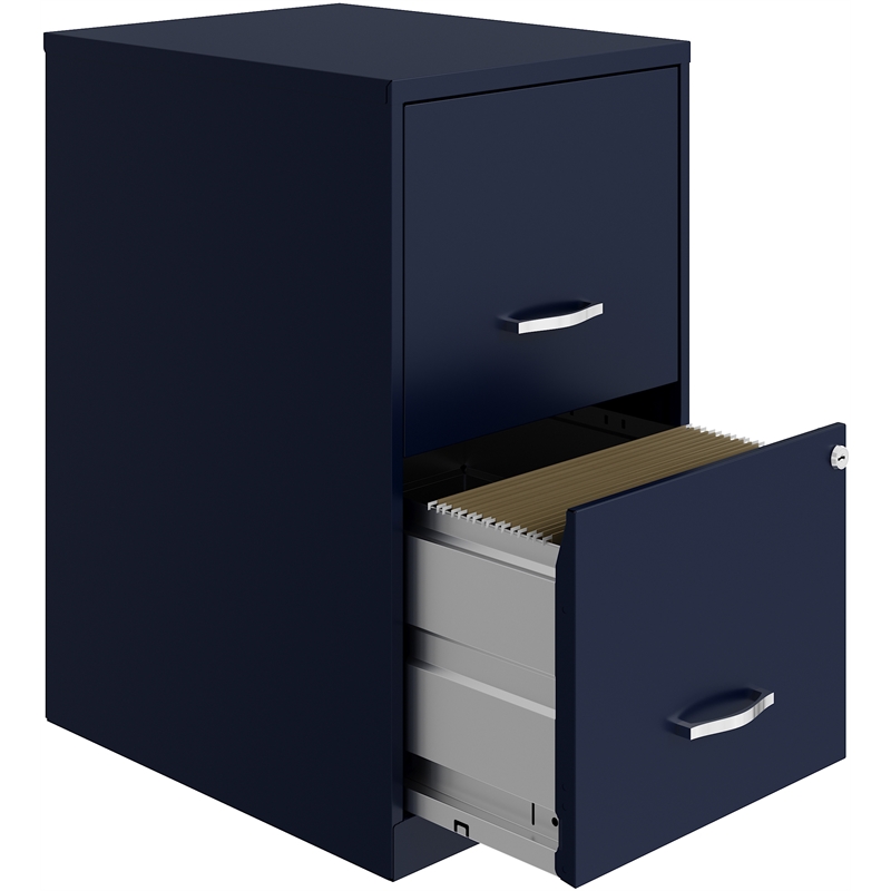 Home Square Set of 2 2 Drawer Metal File Cabinet in Navy