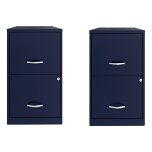Home Square Set of 2 2 Drawer Metal File Cabinet in Navy