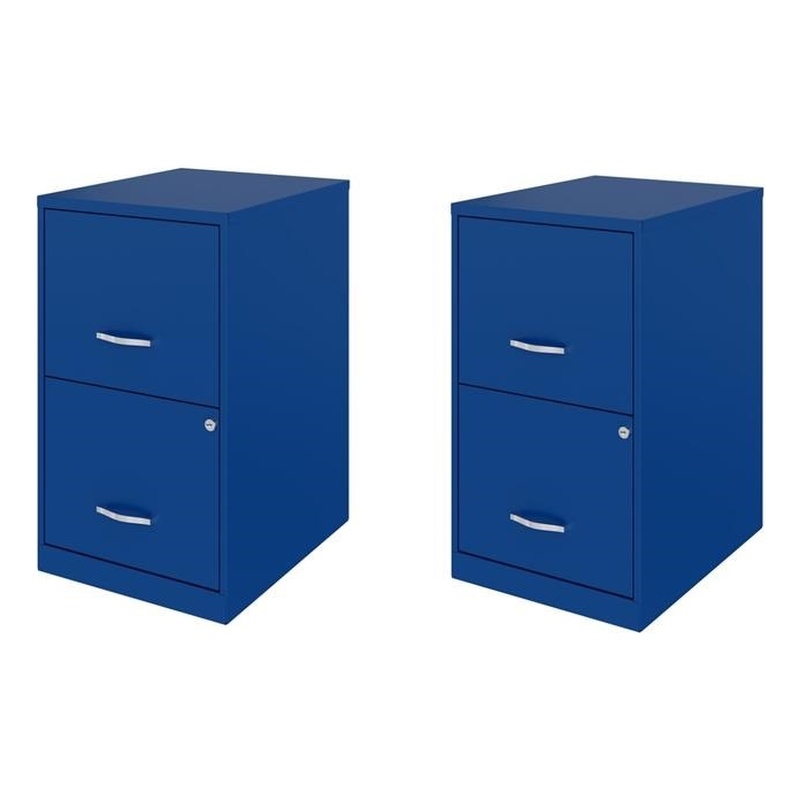 Home Square Set of 2 2 Drawer Metal File Cabinet Classic Blue