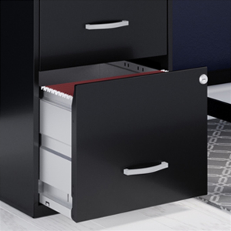 Home Square Set of 2 18in 2 Drawer Metal File Cabinet in Turquoise