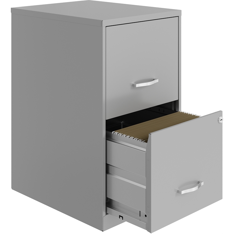 Home Square Set of 2 18in 2 Drawer Metal File Cabinet Arctic Silver