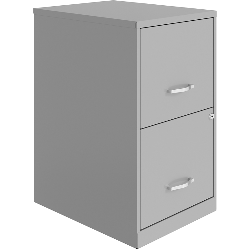 Home Square Set of 2 18in 2 Drawer Metal File Cabinet Arctic Silver