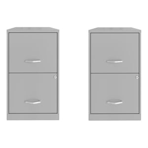 Home Square Set of 2 18in 2 Drawer Metal File Cabinet Arctic Silver