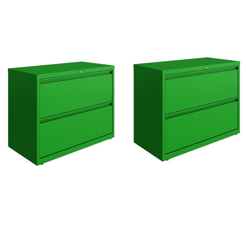 Home Square Set of 2 36-in Wide 2 Drawer Lateral File Cabinet Screamin' Green