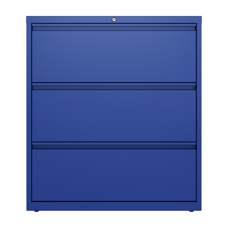 Home Square Set of 2 36-in 3 Drawer Metal Lateral File Cabinet Classic Blue